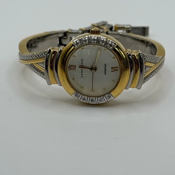 Anne Klein Gold and Silver tone Women's Bangle Watch with diamonds - Picture 12 of 14